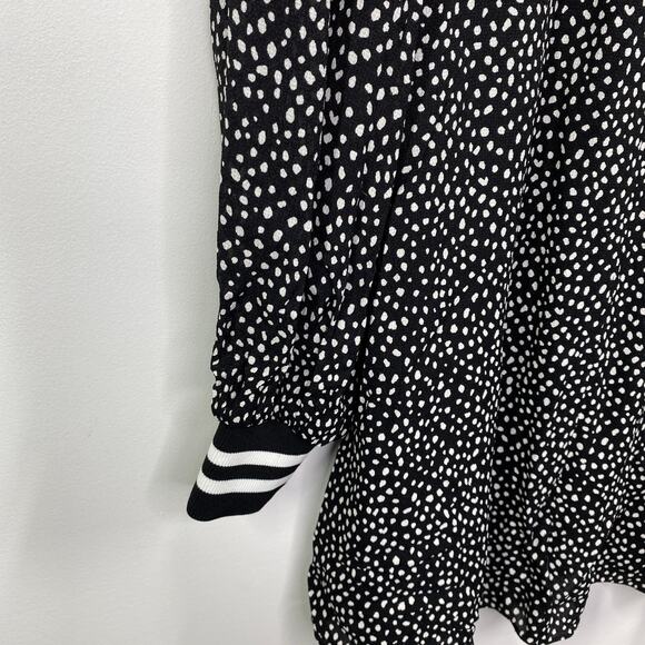 Tibi Black Cream Polka Dot Printed Long Sleeve Mini Dress Women's Size 4 - Picture 4 of 11